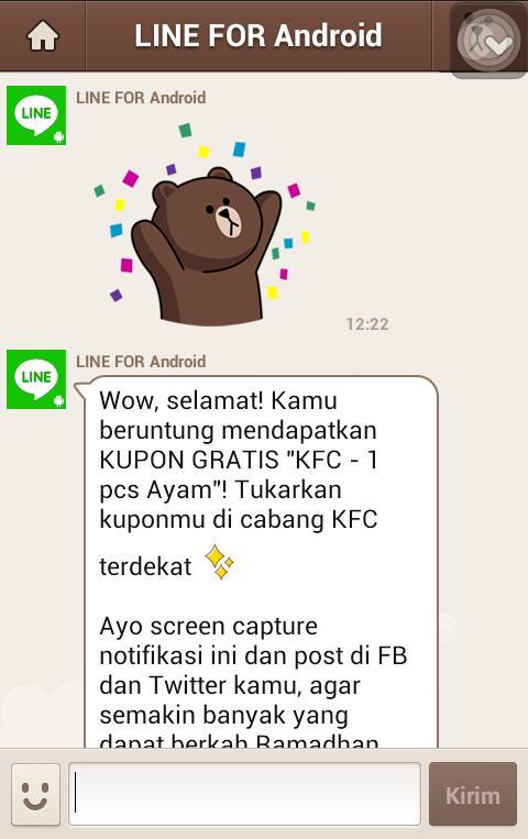 mellagustina's tweet image. thanks line, akhirnya dpt gratis kfc @LINEINDONES1A @indo_line #lineevent