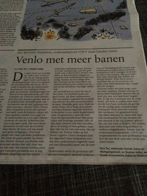 Goed artikel van <a href="/stephanhmsatijn/">Stephan Satijn</a> en @Vera_Tax 'Venlo met meer banen' Winst zit in nieuwe verbindingen en samenwerken