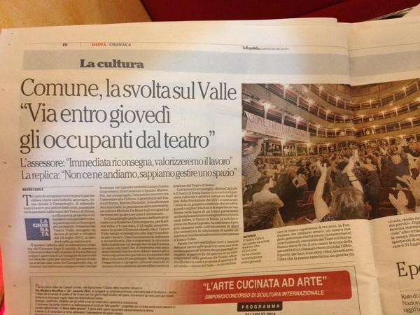 valleoccupato's tweet photo. oggi h12 CONFERENZA STAMPA | IL TEATRO VALLE BENE COMUNE È IN PERICOLO.  http://t.co/LAp1Htsdf8 http://t.co/2lK6hyKdb5