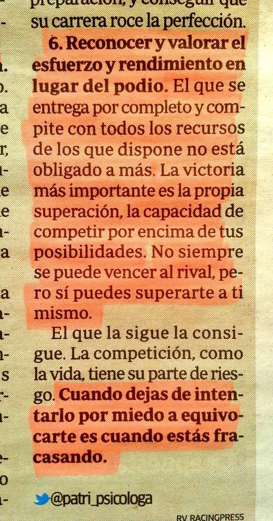 Patri_Psicologa's tweet photo. Lo importante no es ganar,sino estar preparado para cuando llegue tu momento, y saber competir. Hoy mi columna @marca http://t.co/e8fn0JfiQ2