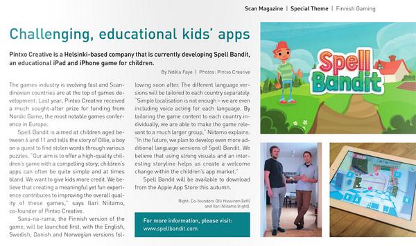 PintxoCreative's tweet photo. Great news! Pintxo is featured in @ScanMagazine July 2014 issue alongside @Rovio and others: http://t.co/nQOqdgFR2E http://t.co/gZhvFpFNZ0