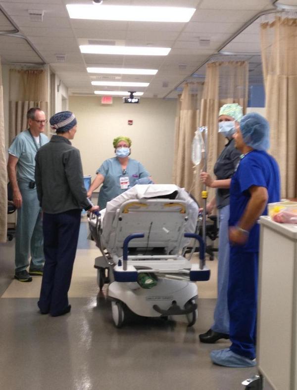 harrishealth's tweet photo. First patient rolls in to the new day-surgery suites in the Outpatient Center at LBJ Hospital @UTHealth #hou http://t.co/7EK9wznYmo