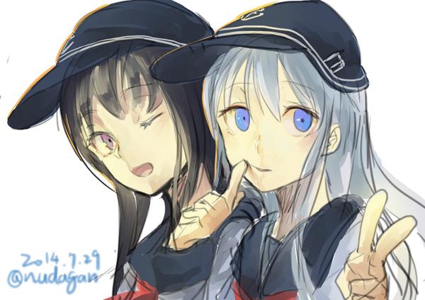 アカツキとひびきまじ天使 #艦これ版深夜の真剣お絵描き60分一本勝負 