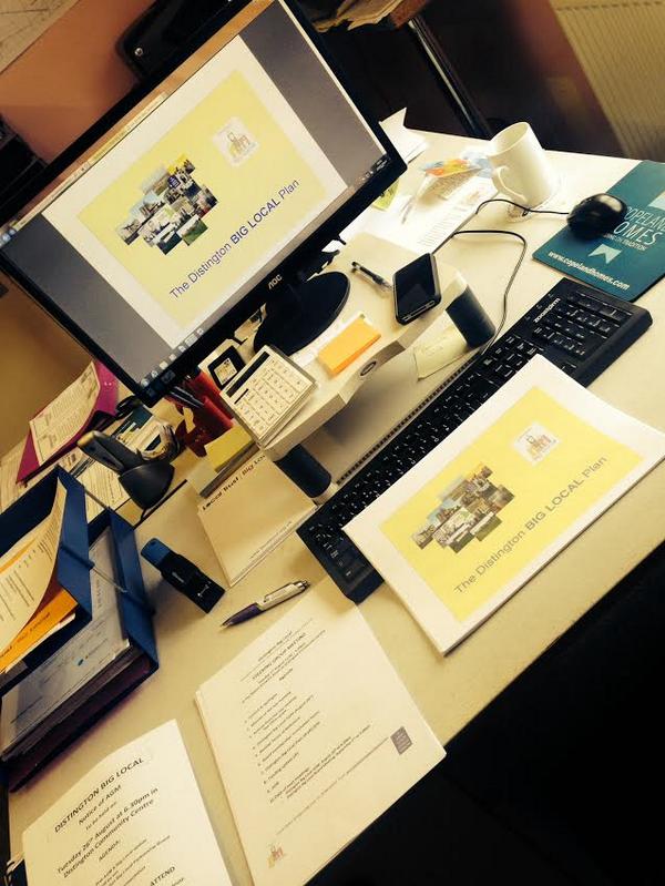 DistingtonBL's tweet photo. Our Big Local plan is coming along nicely! #ChaoticOffice #LocalTrust #GetTheKettleOn http://t.co/TkMihn3H1t