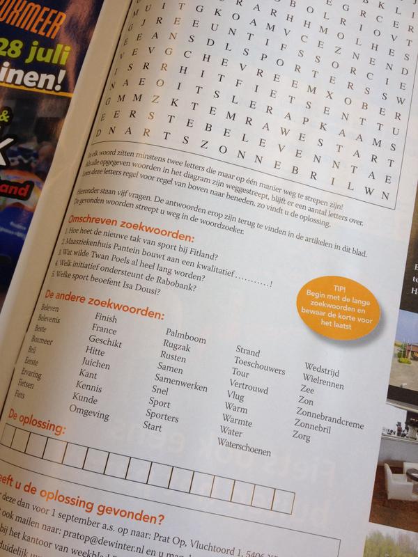 Heb jij de puzzel al gemaakt? Meedoen kan tot 1 september. Je vindt de puzzel op pagina 49