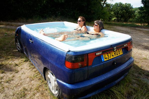 A French artist has turned a Seat Ibiza into a jacuzzi. Great guy. x.esquire.co.uk/Uzcr7j