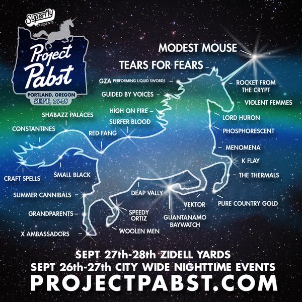 We're playing <a href="/ProjectPabst/">Project Pabst</a> in Portland, OR this summer. What an amazing lineup! Get tickets: projectpabst.com