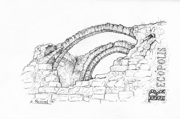arqueorecopolis's tweet photo. Dibujo del ábside de la iglesia Palatina de Recópolis por nuestro genial dibujante Luis Pascual Repiso. Gracias Luis! http://t.co/b1kVLVRbx7