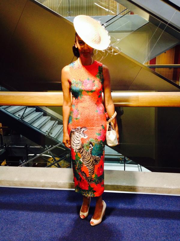 The #SuperStylish #MouchetteBell wearing our #HTT #BotanJungle #Dress - Modern elegance at its best