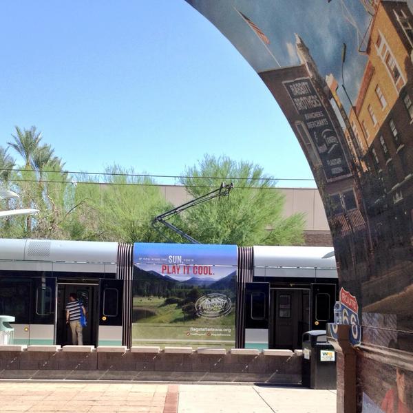 DiscoverFlg's tweet photo. Have you seen the #Flagstaff light rails roaming the streets of #Phoenix? We caught one at the #VisitCool #Coolzone http://t.co/j9XUSuBNWF