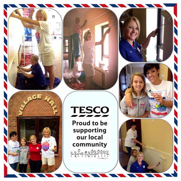 Tesco colleagues helping paint the Hill Ridware community hall :) <a href="/TescoRugeley/">Tesco Rugeley</a>