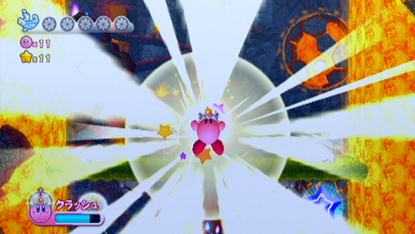 星のカービィ コピー能力百科事典 على تويتر ｗｉｉ クラッシュ 大爆発で敵を一掃 今作からきらきらした独特の白い帽子をかぶるようになり 初登場から１８年目にして初めて新しい技が追加された レバガチャかｗｉｉコンを振る事で更に攻撃力が上がる