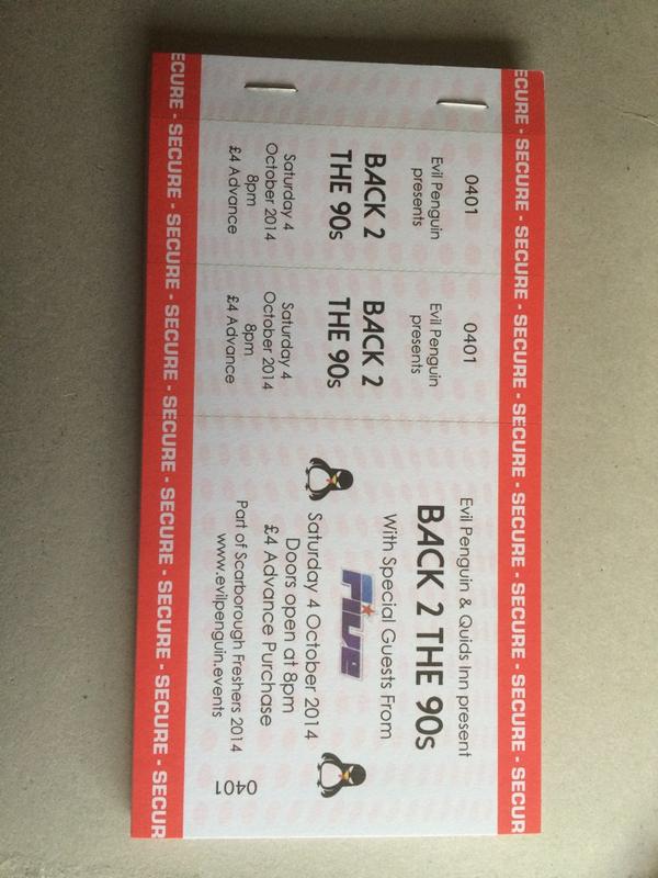 SCARBOROUGH_OAT's tweet photo. Got my ticket!!! Dust off the 90's clobber 'cos Five are coming to Scarborough!!!! @Quids_Inn http://t.co/imPf0Qyjgx