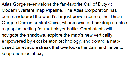 MPthingCOD's tweet image. UPDATE: Official description for "Atlas Gorge" MP map in Advanced Warfare.