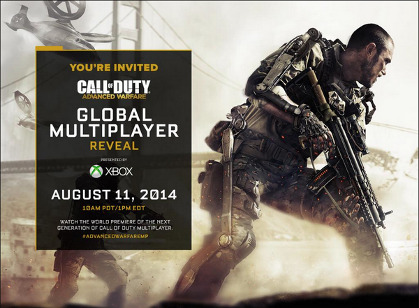 MPthingCOD's tweet image. Mark your calenders for Advanced Warfare Multiplayer Reveal on August 11th at 10am PDT!