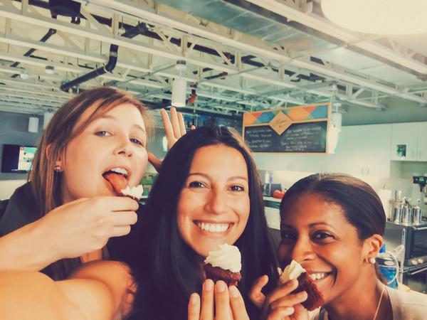 lizwinks's tweet photo. The #hackettes celebrate #lizwinksday with a cupcake. cc: @JillJHaller @katiemdaly http://t.co/ANlwKa5SAn