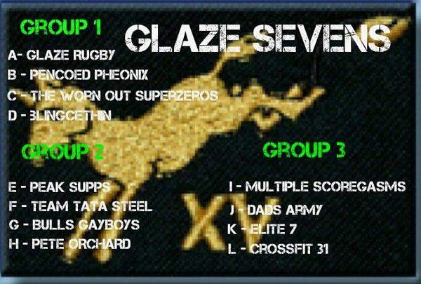 cleyshon1992's tweet photo. Line-up for the weekend the first year of Glaze charity sevens ! http://t.co/9veupmzC8r