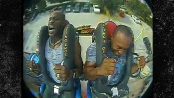 TMZ's tweet photo. WATCH: DMX screams his freakin' face off on amusement park ride http://t.co/tQRvp3U6MU http://t.co/RkfMEqg8CV