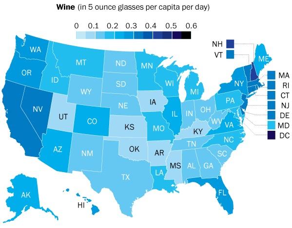 washingtonpost's tweet image. Where to find the nation's biggest wine drinkers wapo.st/1tpgNwx