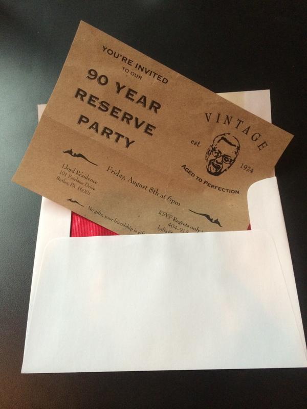 LongTailProd's tweet photo. Fun side project happening over here as we prepare for a very special 90th Birthday! Custom invites sent! http://t.co/y1GLwU05o4