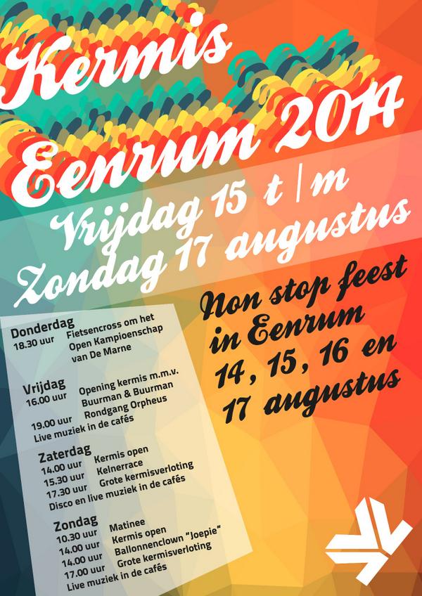 Studio 3&amp;20 heeft de poster voor de Kermis in Eenrum gemaakt (nu al voor het 15e/16e jaar...) #Eenrum #Kermis #vvv