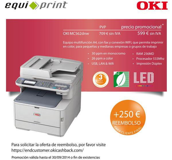 EQUIPRINT_ES's tweet photo. ¡#OKI #MC562dnw de 709€ a 349€ hasta el 30/09/2014 o FIN de EXISTENCIAS!.¡SUPER PRECIO! #Multifuncion #A4 #fax #wifi http://t.co/wxbrQKeFhF