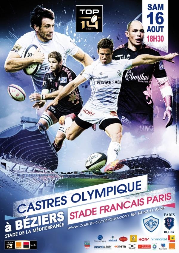 L'affiche du match contre le <a href="/SFParisRugby/">Stade Français Paris</a> à Béziers cc <a href="/Remilamerat/">Rémi Lamerat</a> <a href="/RoryKockott/">Rory Kockott</a> #TOP14 #j1