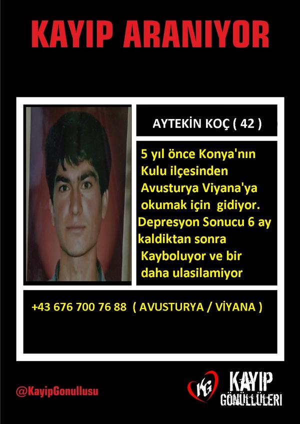 KAYIP AYTEKİN KOÇ kayipgonulluleri.com/ads/aytekin-ko… <a href="/KayipGonullusu/">Kayıp Gönüllüleri</a>  aracılığıyla