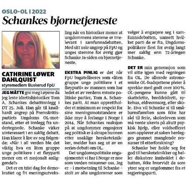 cathrinelowerd's tweet photo. Har svarinnlegg til idrettshistoriker Tom Schanke, som mener at ungdommens stemme ikke er relevant i samfunnsdebatt. http://t.co/LedYnGzRn5