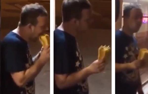 FHM's tweet photo. Daily Viral: Hungry drunk man doesn’t realize he’s eating a kebab through a Styrofoam box - http://t.co/Kjy4wQUwT5 http://t.co/JCjyWA8c5V