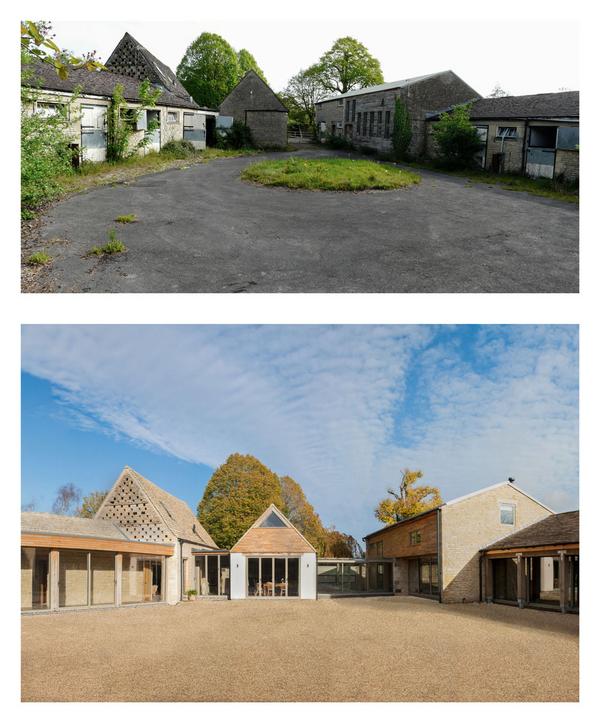 Newly completed project of a collection of existing structures into a single private house in Lower Slaughter.