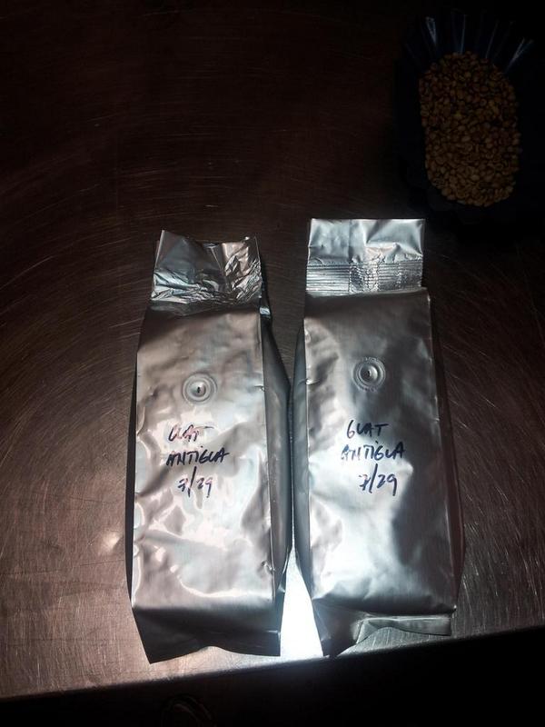 FunCoffeeCo's tweet photo. Test roasting is under way.  We are very pleased with this nice Antigua from Guatemala. http://t.co/lt7CIEQd0J