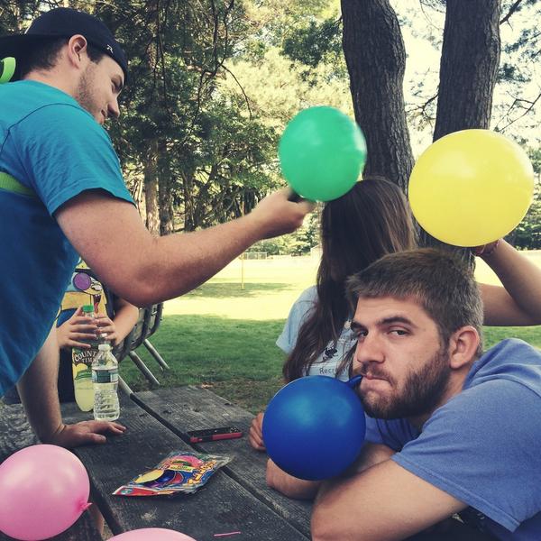 "Think, we're getting paid to beat each other up with balloons." #SummerFun #ParkCool