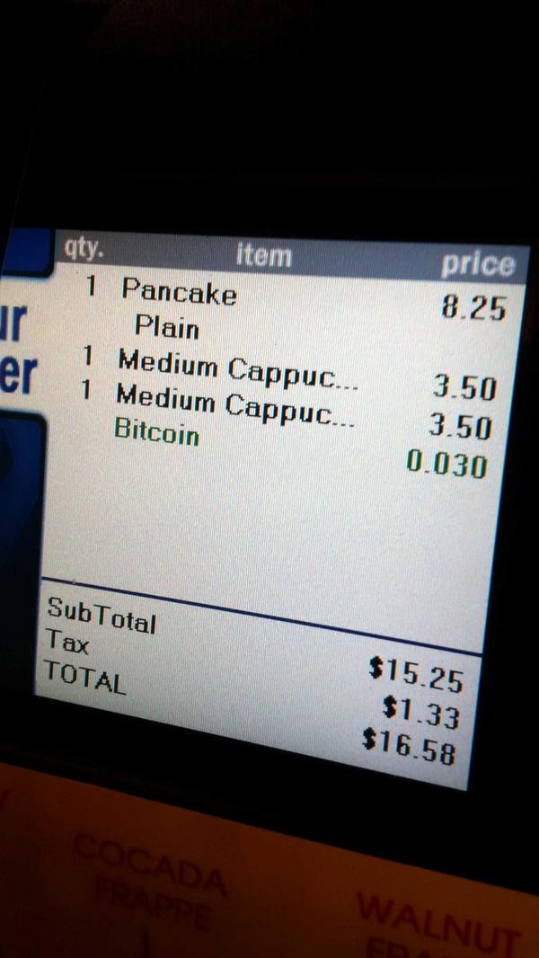 bryantafel's tweet photo. The future is now in Palo Alto #breakfast #bitcoin @wences http://t.co/4KdBxn1cBv
