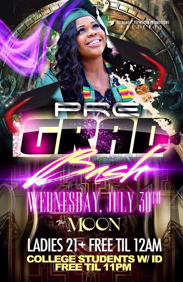 DJDEMP's tweet photo. Tonight We Turnin Up For The Grads!
#TheMoon #PreGradBash ๐๐ฅ http://t.co/bE2OBZPY1q