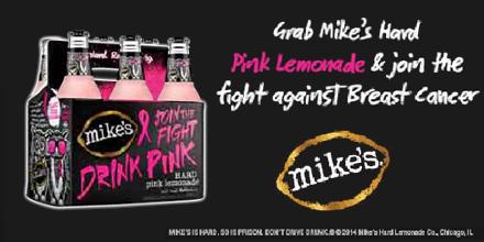 mhl's tweet photo. Show your summer support. Grab a pack of mike’s hard pink lemonade to help fight breast cancer. http://t.co/SDjW5jCk91