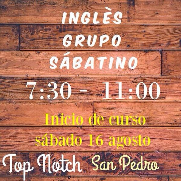 TopNotchSnPedro's tweet photo. Inicio de clases inglés sabatino día 16 agosto. Por solo $50 semanales teléfono 33363384 @TeloVendoGDL @GDLofertas http://t.co/gJyzLnEDqz