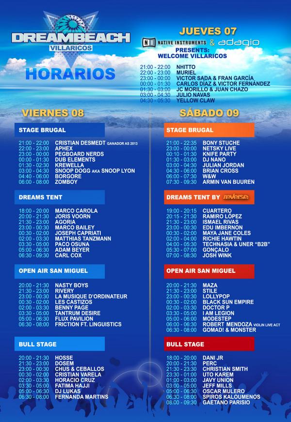DreambeachFest's tweet photo. Horarios de #DreamBeach #GoVillaricos http://t.co/Wdufw4wqk2