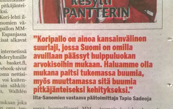 Kiitos lentopallon MM-kisapaikan arvostamisesta <a href="/iltasanomat/">Ilta-Sanomat</a> päätoimittaja  <a href="/TSadeoja/">Tapio Sadeoja</a> Hauska nähdä paikkauksesi.