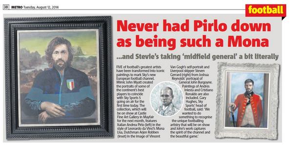 john_myatt's tweet photo. Brand new football-themed exhibition @castlegalleries #Mayfair to mark the launch of Sky Sports 5 in @MetroUK today http://t.co/vYnTi8W3WG