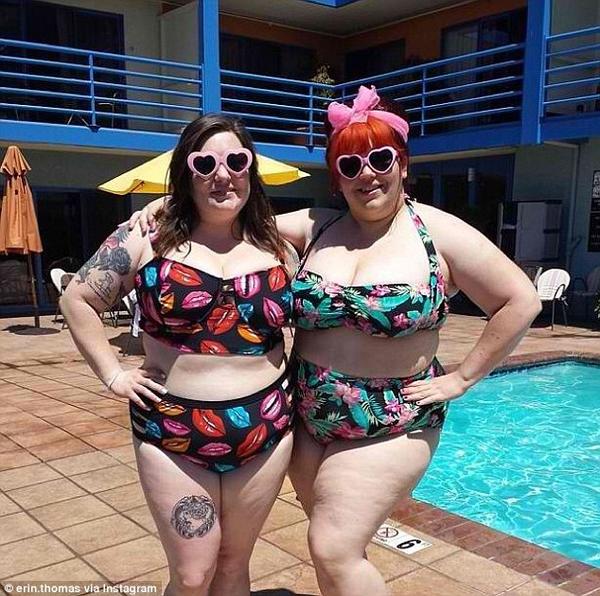 DailyMail's tweet photo. Plus-sized women are Instagramming their #fatkini pics http://t.co/zQGsIVEti1 http://t.co/iQRnAvUasH