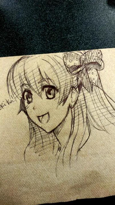 Drawing cute anime girls on napkins while I wait for my shift leave me behind my life is over 