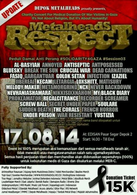 risk_a_v's tweet image. Metalheads Respect #Solidarity4Gaza #Session03 at Pasar Segar Depok on August 17,2014 \m/