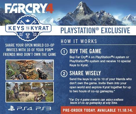 Far Cry on X: .@Playstation's Keys to Kyrat promo gives FC4 PS3/PS4 owners  a chance to let 10 friends try out hours of FC4 co-op!   / X