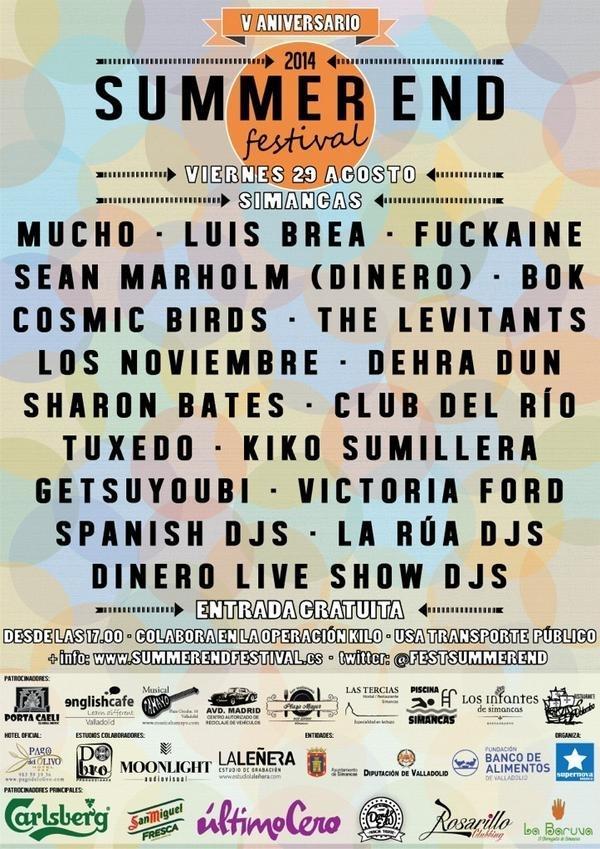 Este es el cartelón del @FestSummerEnd (29 Agosto). Entre otros, en #labaruva actuará <a href="/seanmarholm/">Sean Marholm</a> de <a href="/dineromusic/">D I N E R O</a>