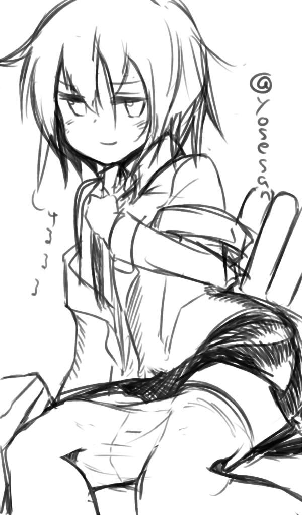 若葉! 期待した顔でネクタイを解くのをやめろ!(色塗って無いと誰かわからん…!) #艦これ版深夜の真剣お絵描き60分一本勝負 