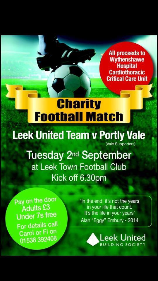 PortlyVale's tweet image. @OfficialPVFC can you promote the below charity game at leek town football club on Tuesday 2nd September
