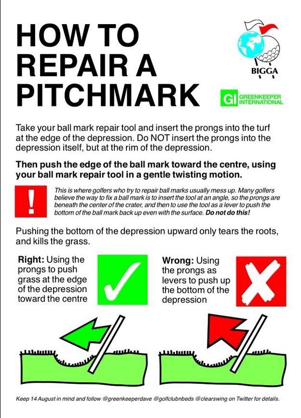ClearSwing's tweet image. @SarahJSymonds you love golf 😃
it's 
#nationalrepairyourpitchmarkday Thursday August 14th  pls help sprd the word