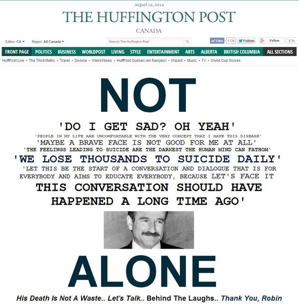 Our Front Page #NotAlone #MentalHealth huff.to/VfnJ0X huffingtonpost.ca
