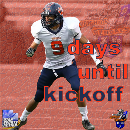 UTSportsAction1's tweet photo. Prep football: 9-days until kickoff. @bengalsbhs @BHSFootball2014 @isaiah_kaufusi #UTHSFB #FNL #CountdownKickoff http://t.co/iOmUe6LA9X